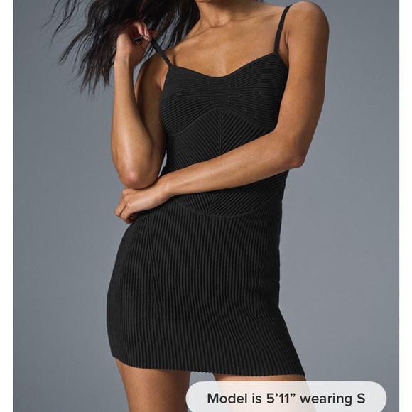 Alo yoga denim knit mini dress